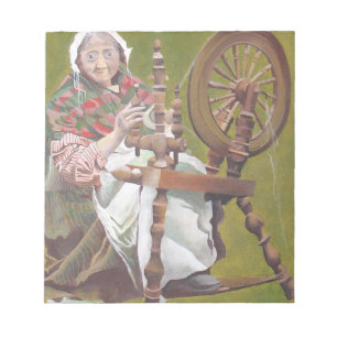 Bloc-note Une Femme Irlandaise Âgée Artiste À Une Roue De Ro