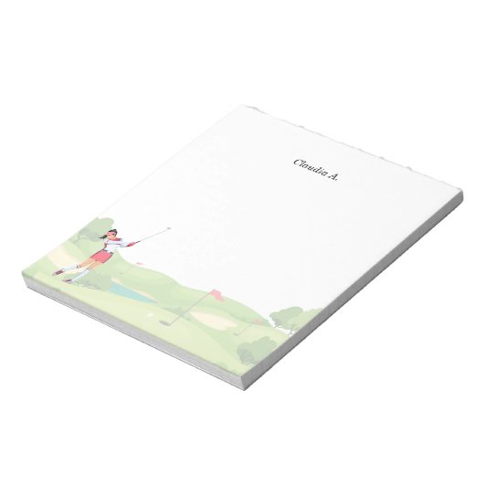 Bloc-note Une golfeuse joue sur le parcours (Tourné)