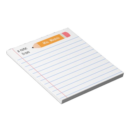 Bloc-note Une note du crayon jaune... enseigne le cadeau (Incliné)