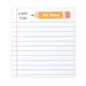 Bloc-note Une note du crayon jaune... enseigne le cadeau (Devant)