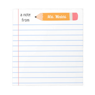 Bloc-note Une note du crayon jaune... enseigne le cadeau