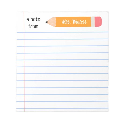 Bloc-note Une note du crayon jaune... enseigne le cadeau (Devant)