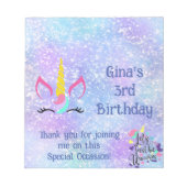 Bloc-note Unicorn Anniversaire Fête Candy Bar Wrappers Faveu (Devant)