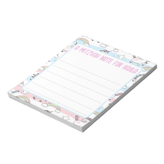 Bloc-note Unicorn Mitzvah Note Pad avec lignes (Tourné)