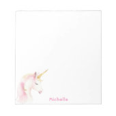 Bloc-note Unicorn rose blanc nom fille (Devant)