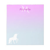 Bloc-note Unicorn rose bleu monogrammed (Devant)