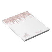 Bloc-note Unicorn rose or parties scintillant drip blanc nom (Incliné)