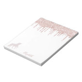 Bloc-note Unicorn rose or parties scintillant drip blanc nom (Tourné)