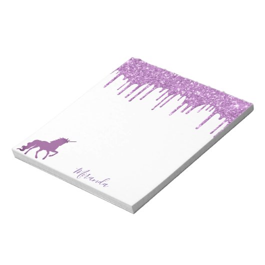 Bloc-note Unicorn violet parties scintillant goutte blanc no (Tourné)