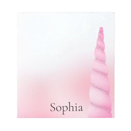 Bloc-note Unicorne blanche rose (Devant)