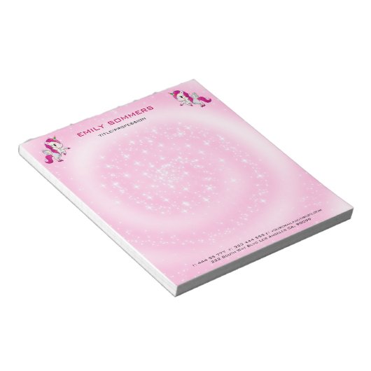 Bloc-note Unicorne rose mignonne (Incliné)