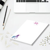 Bloc-note unicorne violet blanc monogrammé