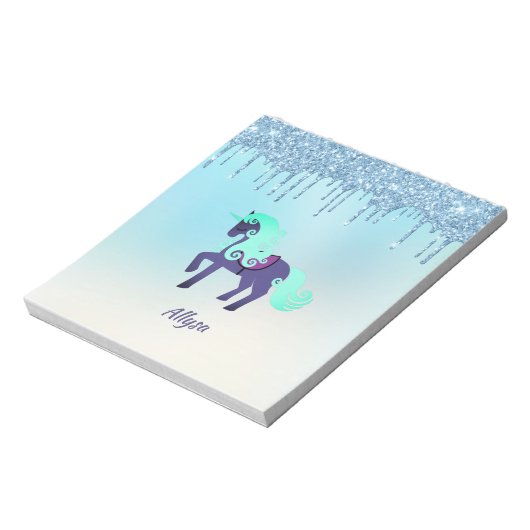 Bloc-note Unicorne violette et Turquoise avec Parties scinti (Tourné)