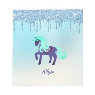 Bloc-note Unicorne violette et Turquoise avec Parties scinti