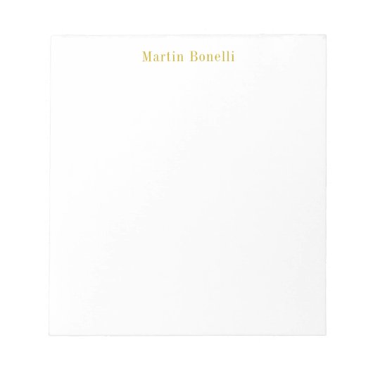Bloc-note Unique Classic Simple Gold Color Name (Devant)