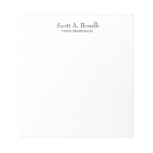 Bloc-note Unique Élégant Plain Simple Blanc Spécial (Devant)