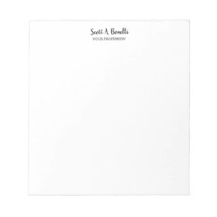 Bloc-note Unique Élégant Simple Blanc Spécial