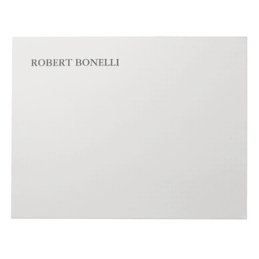 Bloc-note Unique Moderne Gris Platine Minimaliste (Devant)