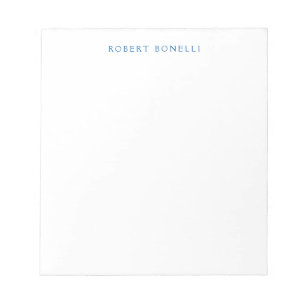 Bloc-note Unique Moderne Minimaliste Bleu Blanc Simple