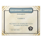 Bloc-note Universal employoee performance award certificates (Devant)