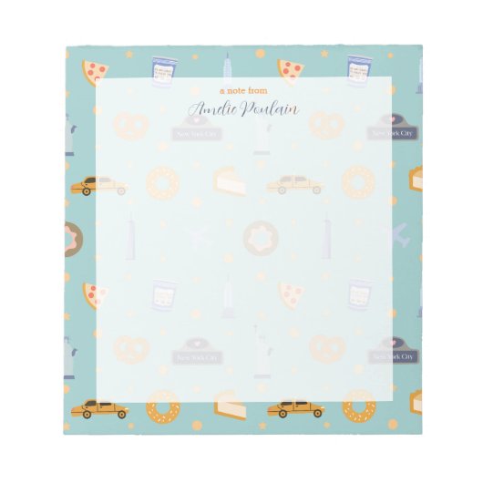 Bloc-note Urbain NYC Motif Turquoise Vert Nom (Devant)