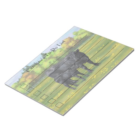 Bloc-note Vache d'Angus noir et veau mou en pâturage d'été (Incliné)