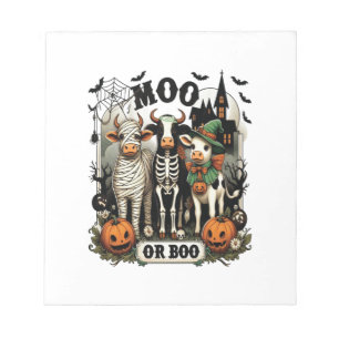 Bloc-note Vache de Halloween Moo ou Boo