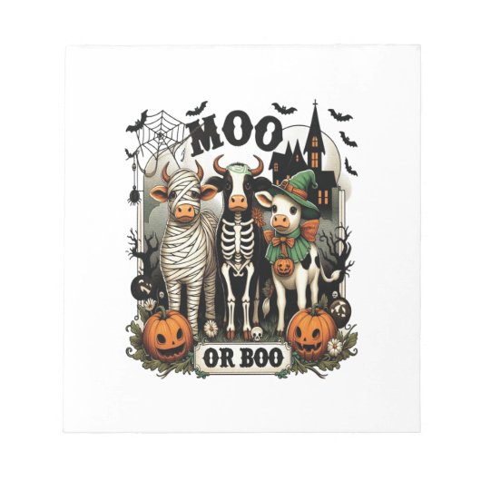 Bloc-note Vache de Halloween Moo ou Boo (Devant)