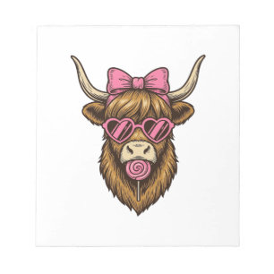 Bloc-note Vache des Highlands mignonne avec des lunettes à m