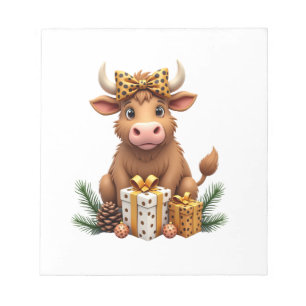 Bloc-note Vache des Highlands Mignonne Noël Santa Vache des
