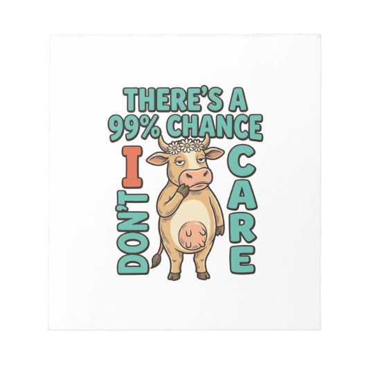Bloc-note Vache drôle 99% de chance que je m'en fiche Graphi (Devant)