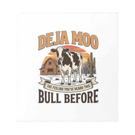 Bloc-note Vache drôle Deja Moo Création de chemise western v (Devant)