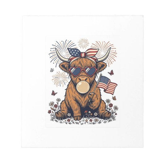 Bloc-note Vache écossaise patriotique Bubblegum Gravure vint (Devant)