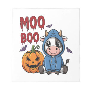 Bloc-note Vache fantôme effrayante Halloween Boo
