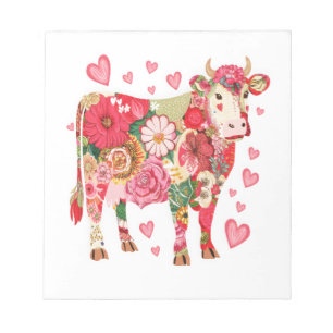Bloc-note Vache florale Png, design de vache mignonne Png