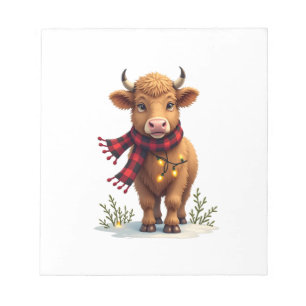 Bloc-note Vache Highland de Noël vintage à carreaux de buffl