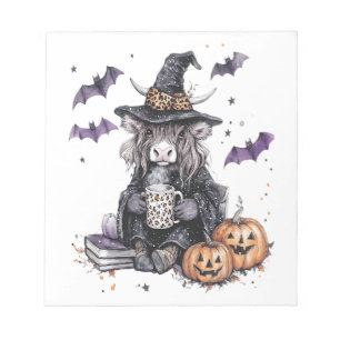 Bloc-note Vache Highland d'Halloween