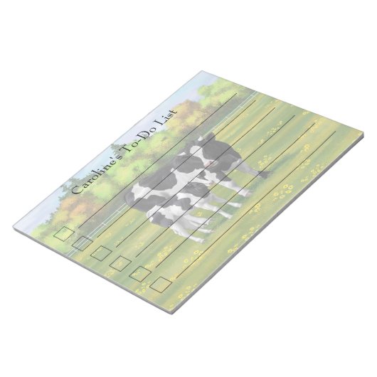 Bloc-note Vache Holstein et veau mignon en pâturage d'été (Incliné)