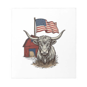 Bloc-note Vache Longhorn Patriotique et Conception Vectoriel
