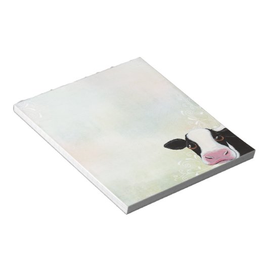 Bloc-note Vache mignonne avec perruques et pastels arc-en-ci (Incliné)