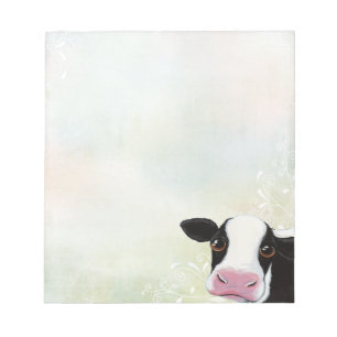 Bloc-note Vache mignonne avec perruques et pastels arc-en-ci