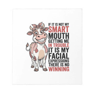 Bloc-note Vache mignonne insolente graphique vintage Smart M