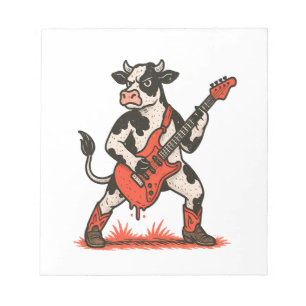 Bloc-note Vache rockeuse PNG, vache jouant de la guitare