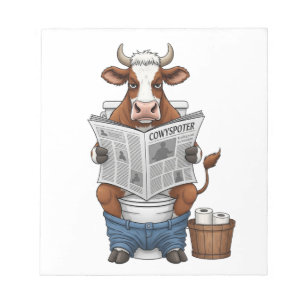 Bloc-note Vache sur toilettes PNG, drôle d'animal de ferme