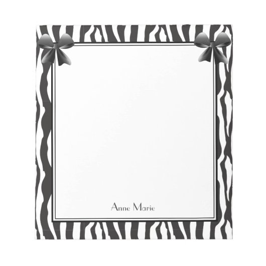 Bloc-note Vaches noires avec Motif Zebra noir (Devant)