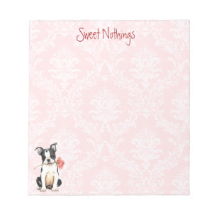 Bloc-note Valentine Boston rose Terrier