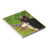 Bloc-note Valentine Frontière Collie avec de belles fleurs (Incliné)