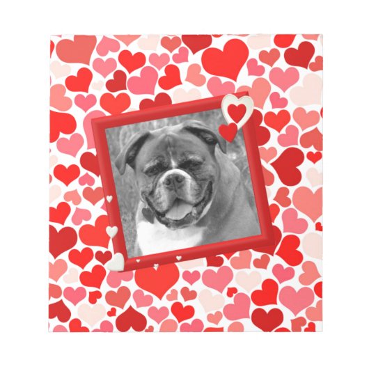 Bloc-note Valentines Boxer Chien Coeurs (Devant)
