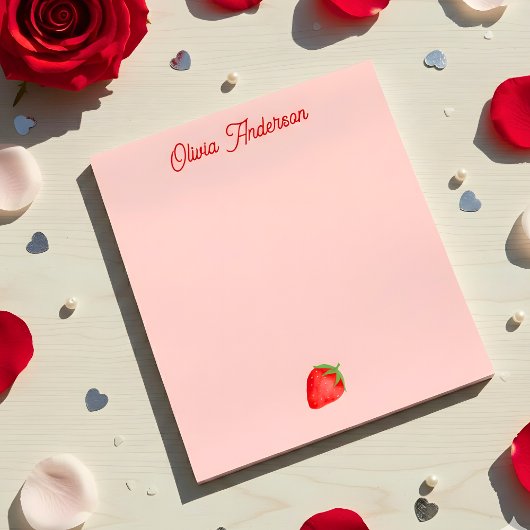 Bloc-note Valentines Day personnalisé fraise rouge aquarelle