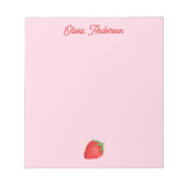Bloc-note Valentines Day personnalisé fraise rouge aquarelle (Devant)
